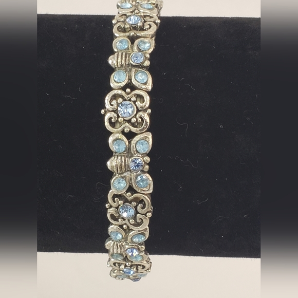 Silver Stretch Bracelet Blue Crystals - Picture 4 of 7